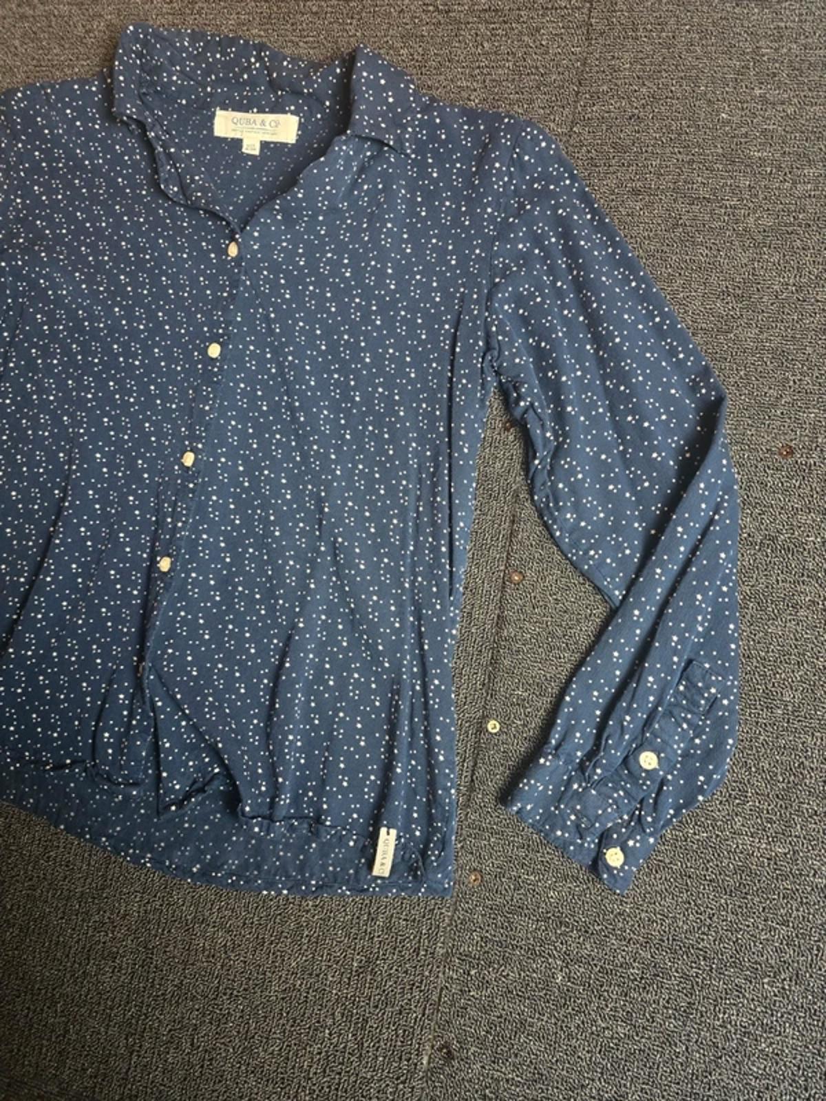 Quba & Co Blouse Navy Blue Size 8 Star Print Button-Up Lightweight Casual