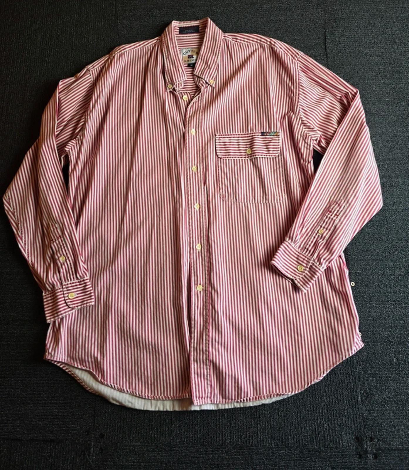 Cutter & Buck Shirt Red & White Striped Size M Vintage Smart Casual
