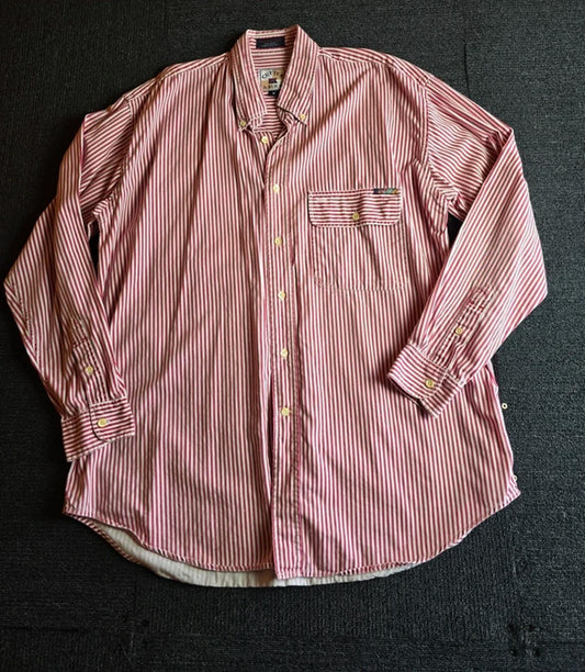 Cutter & Buck Shirt Red & White Striped Size M Vintage Smart Casual