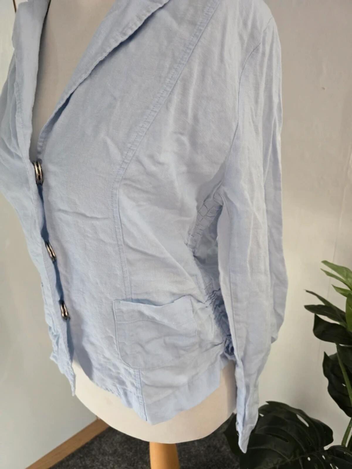 Nadine H Lightweight Light Blue Linen Blazer Size 10