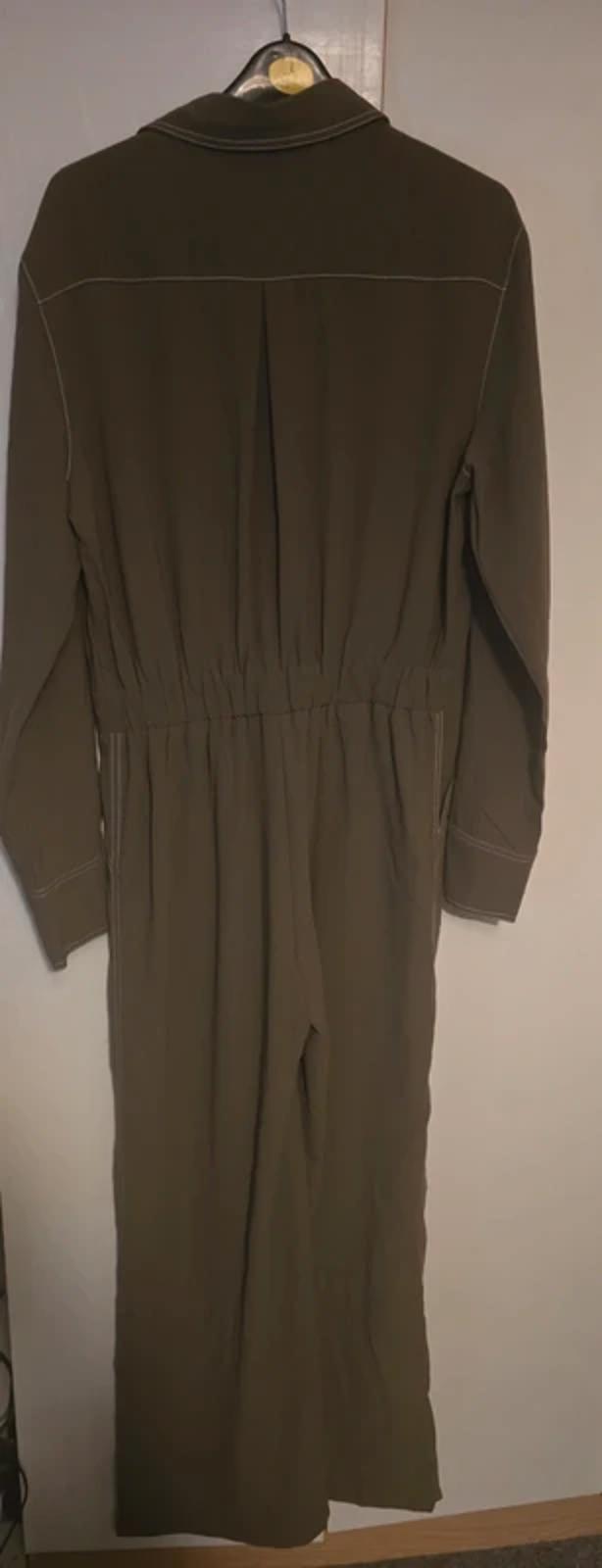 Elli White Jumpsuit Khaki Green Size 12 Utility Flared Weekend Causal