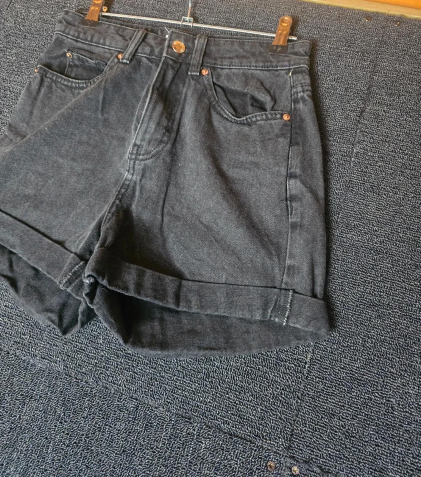Primark black high waisted denim shorts size 4