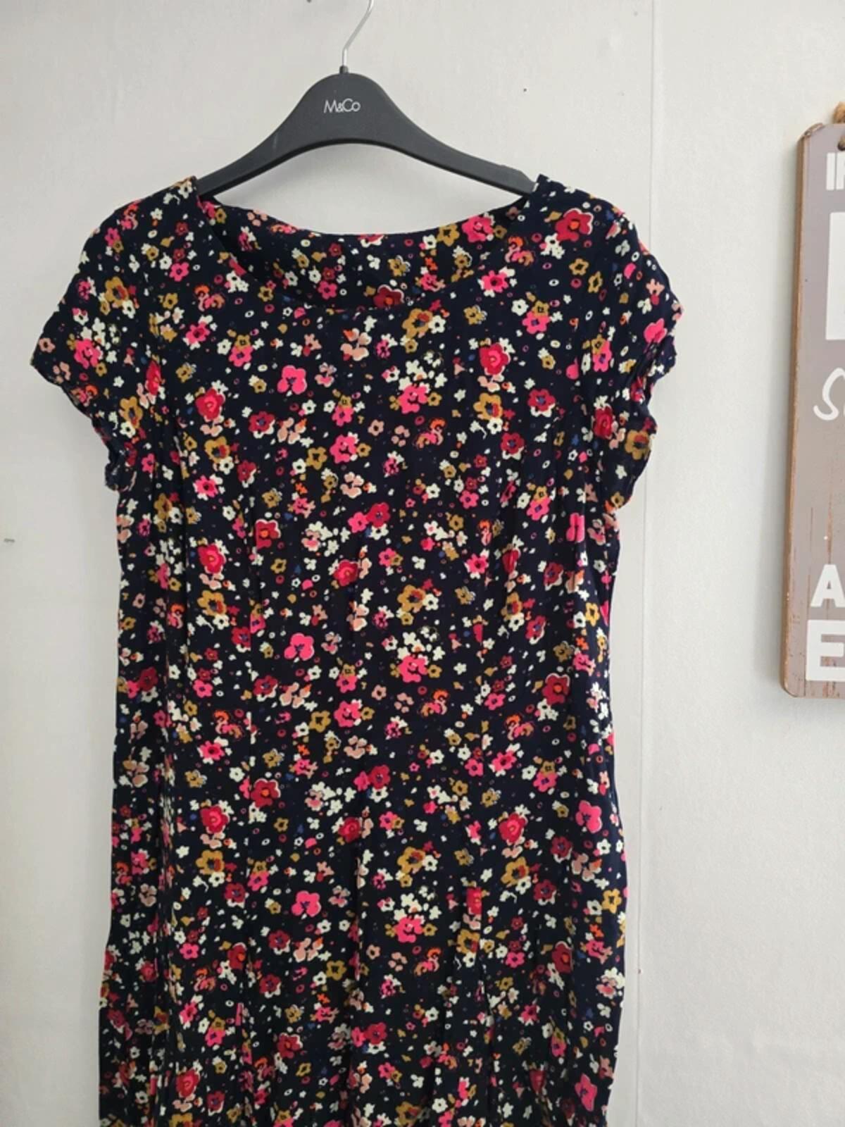 Debenhams Navy Multicoloured Viscose Tea Dress Size 10