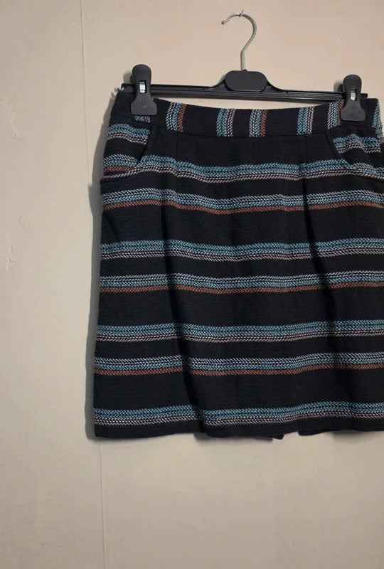 Matalan Women's Black Green & Orange Striped Mini Skirt Size 10