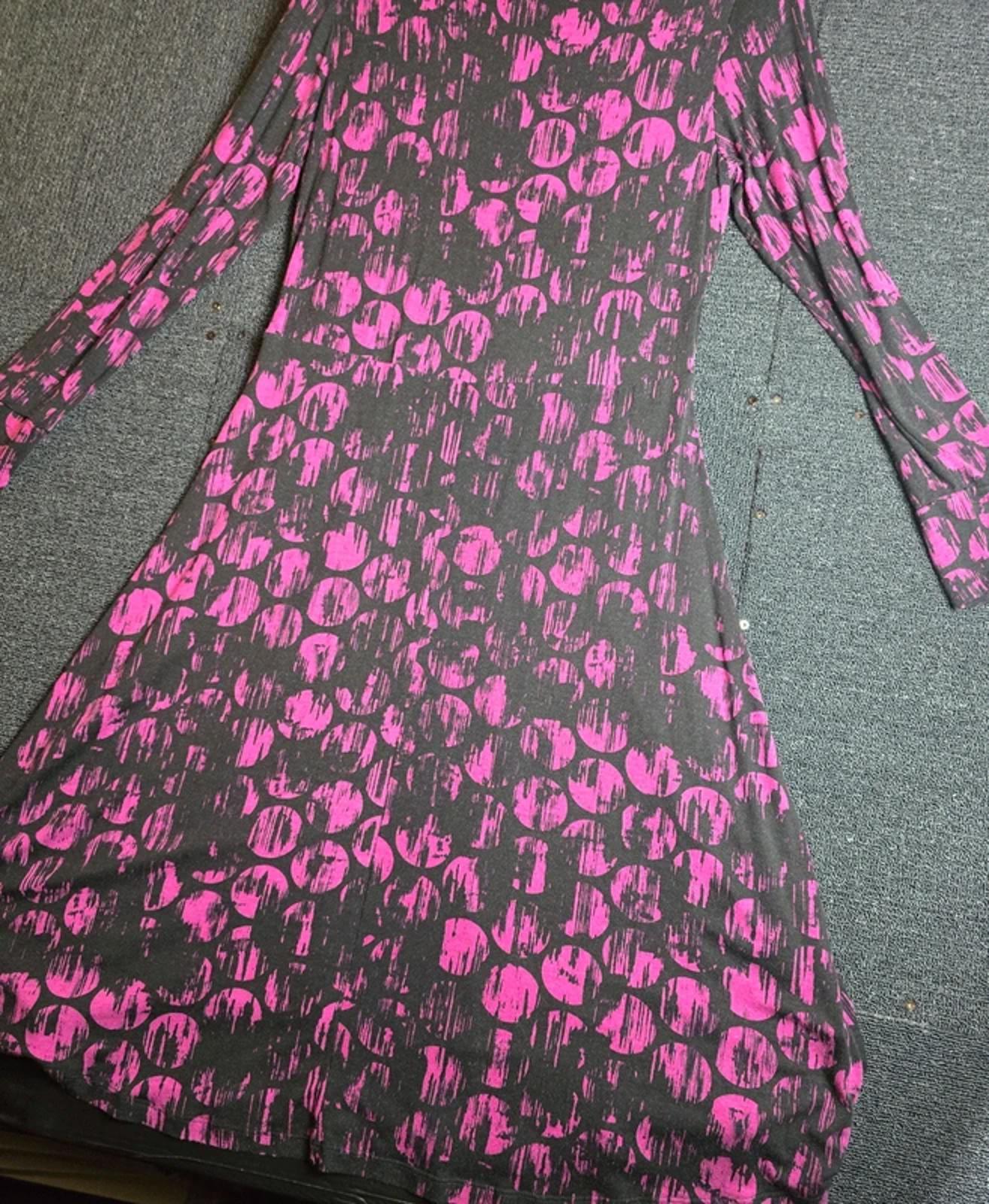 Artigiano Dress Black & Purple Size 14 Collared Stretch Midi Smart Causal