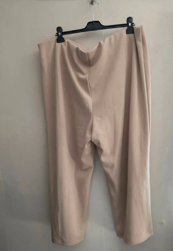 Bonmarche Beige Flared Ankle Length Elasticated Trousers Size 24