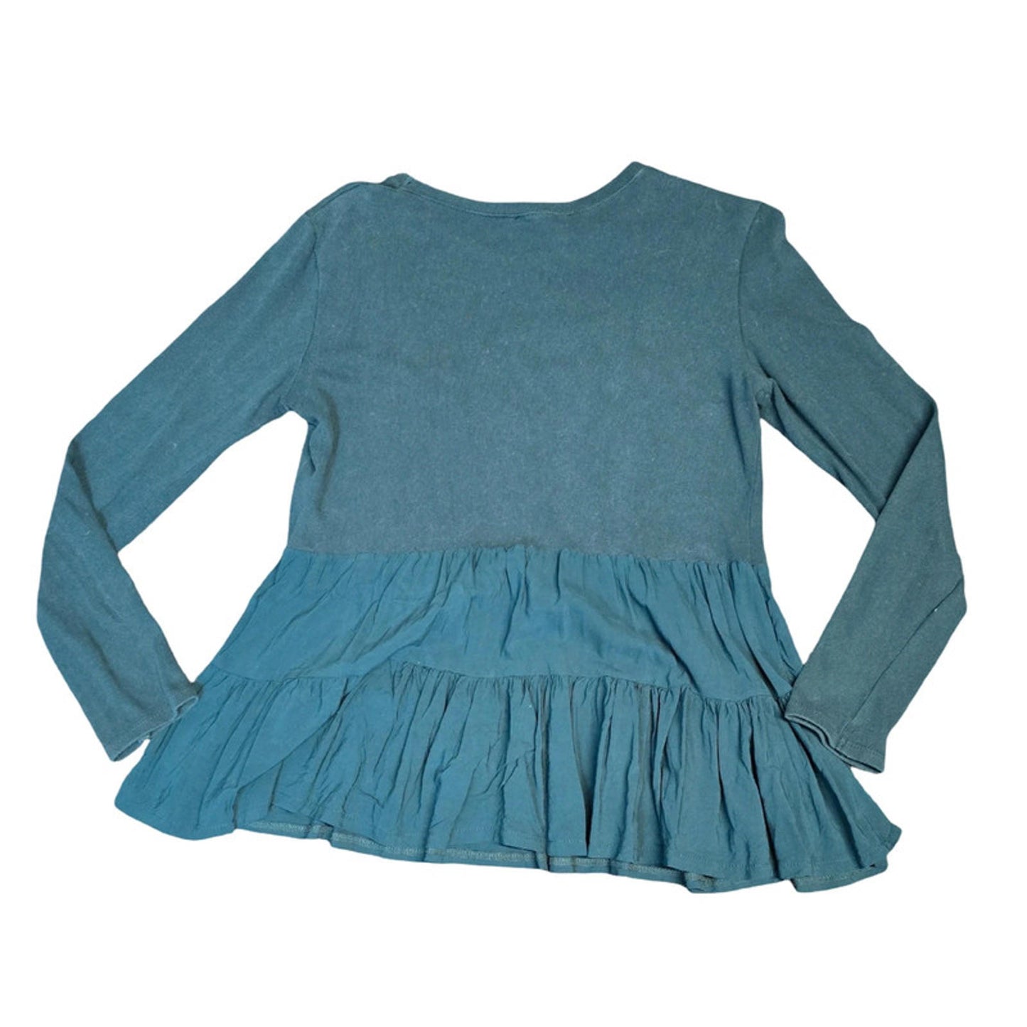 Zara Green Frill Hem Jumper S size 8/10 Layered Look Causal