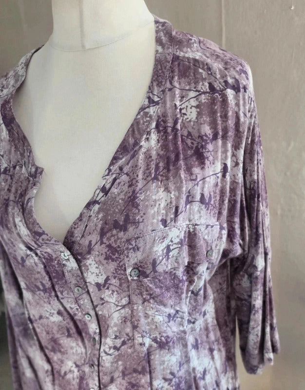Laura Ashley Purple & Grey Abstract Print Shirt Dress Size 14