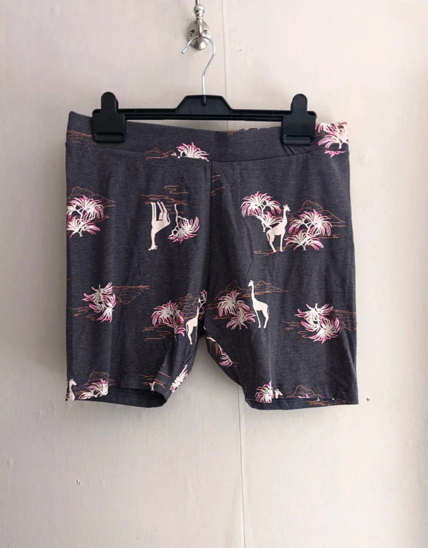 Marks & Spencer Grey Giraffe Print Bodycon Cycling Shorts Size 14
