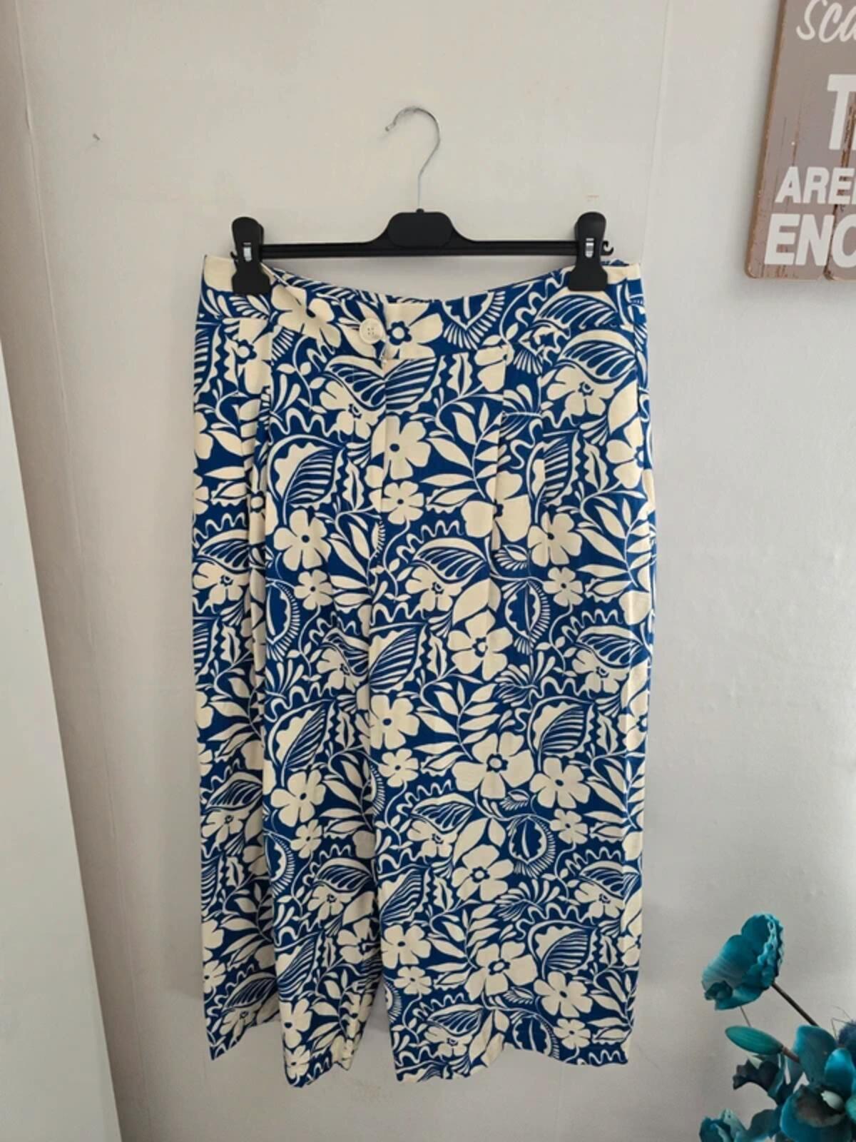Tu Blue & White Floral 2-Piece Co-Ord Outfit Size 14 Reg