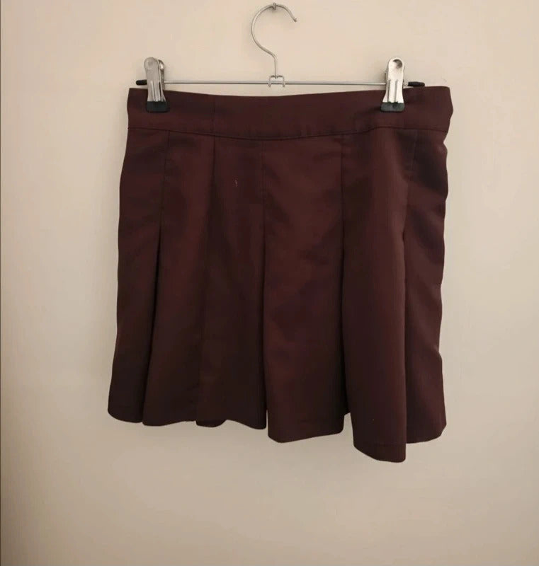 H&M Brown Pleated Flared Mini Skirt Size Eur 34 Size 6-8