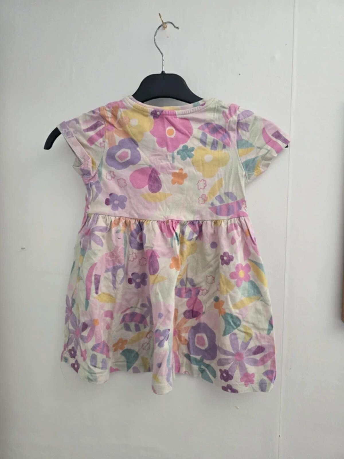 Tu Girls Multicoloured Abstract Floral Cotton Summer Dress Age 3-4 Years