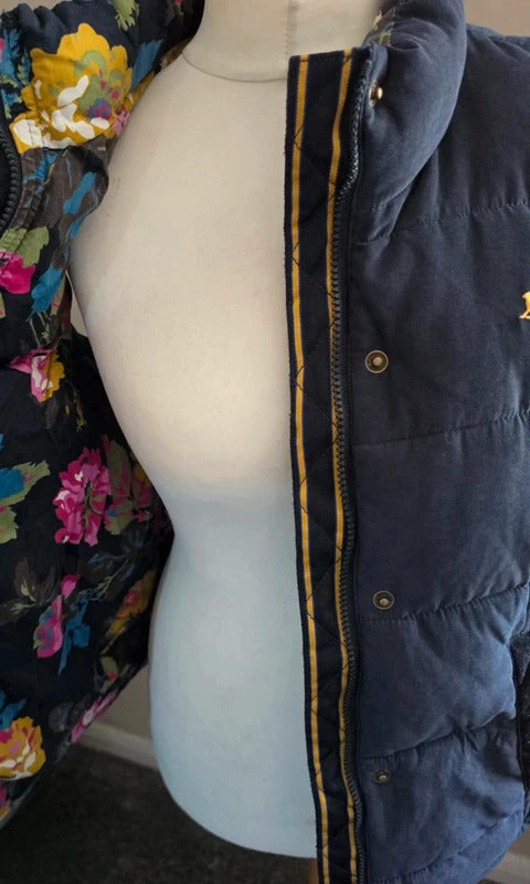 Joules Navy Padded Gilet with Floral Lining Size 14