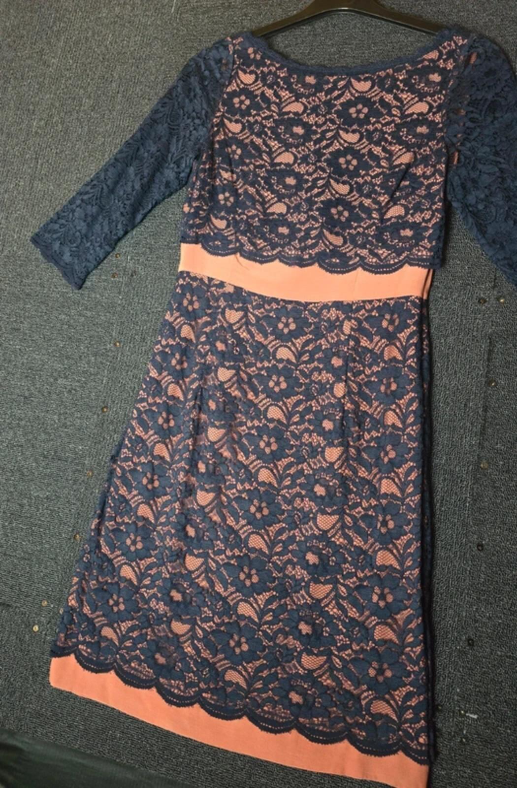 Boden navy & beige lace dress NWT size 10 Sheer