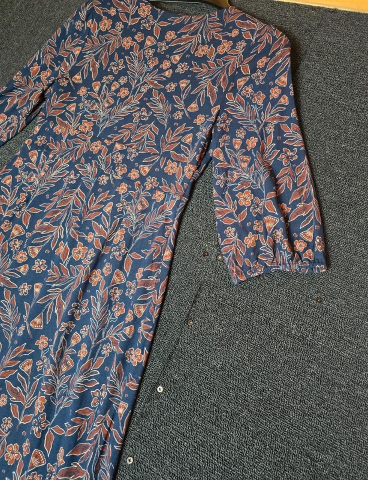 Seasalt Cornwall navy & brown floral midi dress NWT size 10