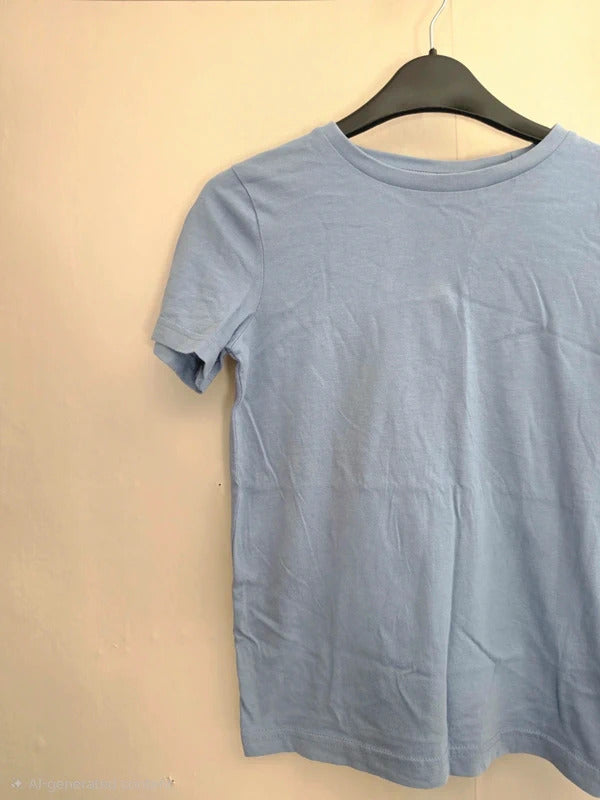 Tu Clothing Girls Soft Cornflower Blue Plain Short Sleeve Crew Neck T-Shirt Age 7 Years