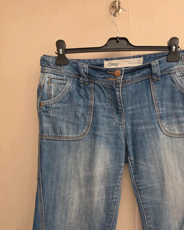 Next Blue Denim Cropped Capri Jeans Size UK 12 Reg