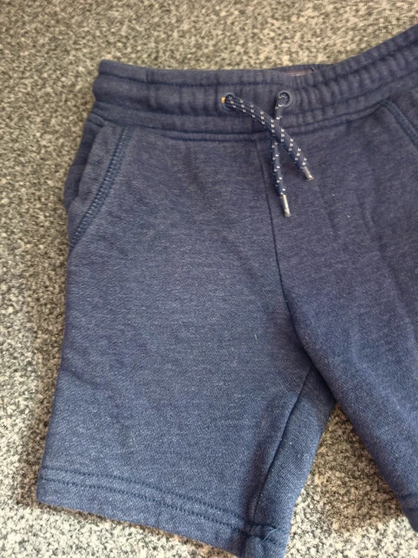 Primark Boys Navy Blue Sweat Jersey Shorts Elasticated Drawstring Waist Age 3-4 Years