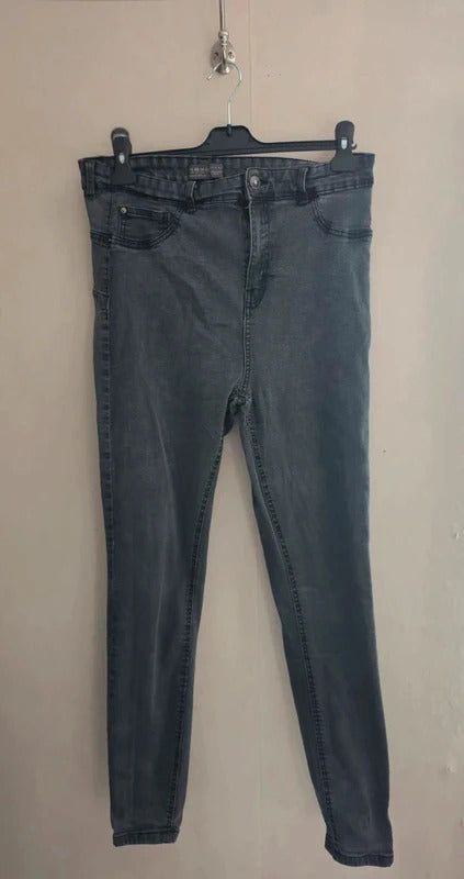 Primark Grey Black High Waisted Stretch Skinny Jeans Size UK 18 Better fit Size 16-18