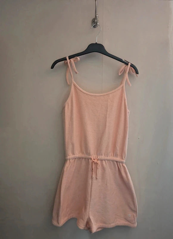 SoulCal & Co Coral Orange Towelling Playsuit Tie Sleeves Size 10