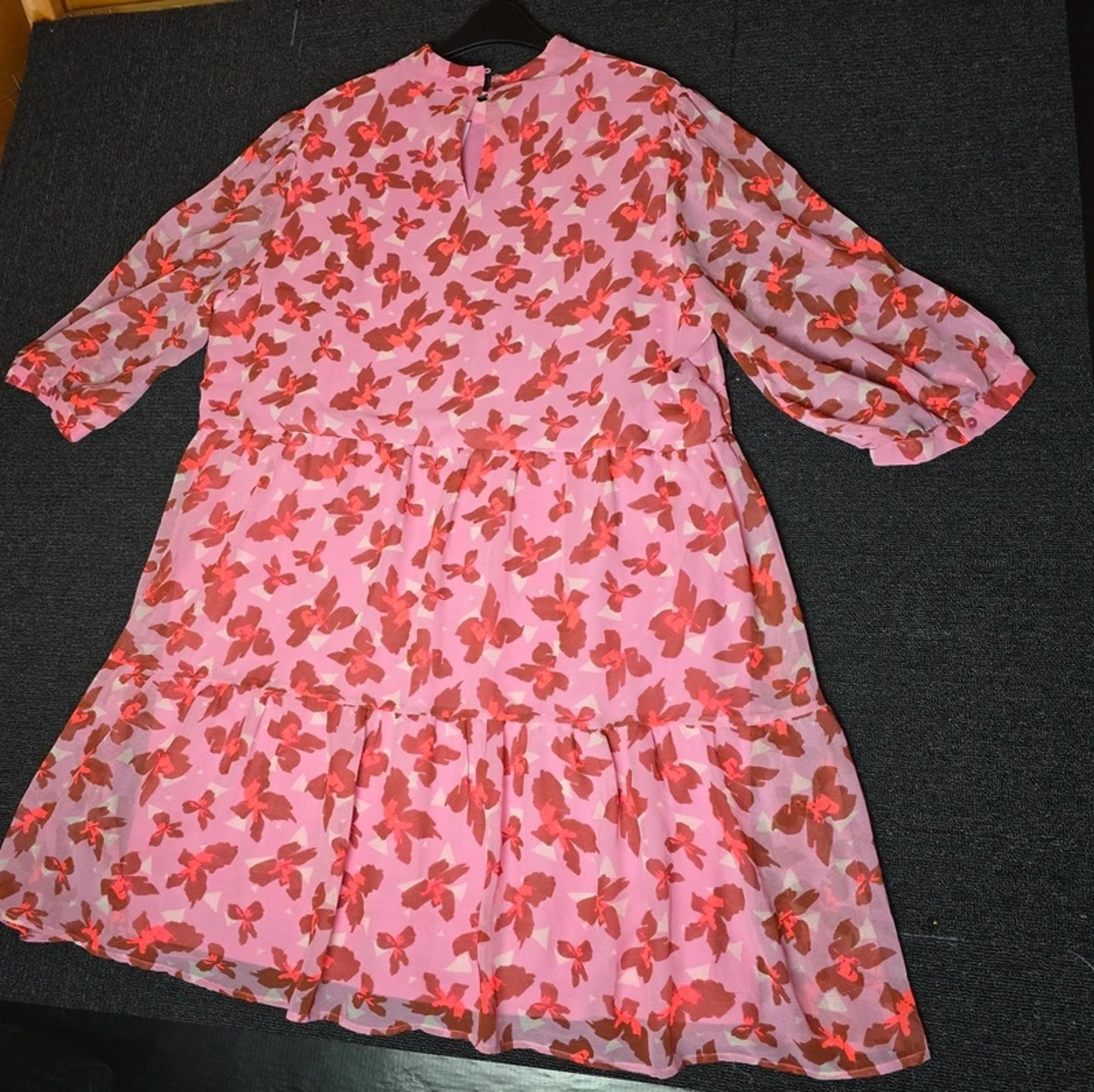 Vero Moda Midi Dress Pink Red Floral Size 20/22 Occasion Wear