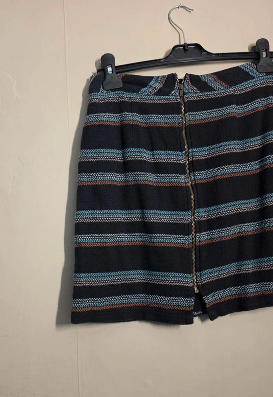 Matalan Women's Black Green & Orange Striped Mini Skirt Size 10