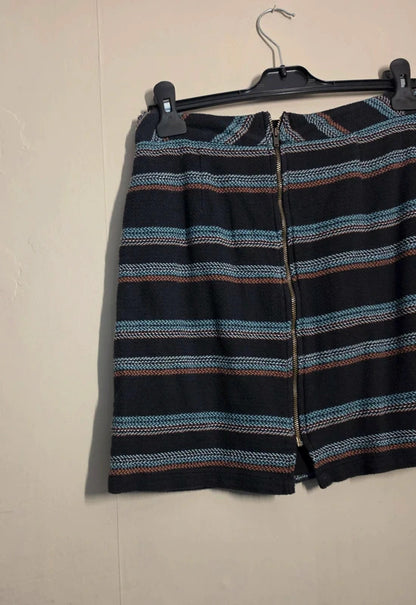 Matalan Women's Black Green & Orange Striped Mini Skirt Size 10
