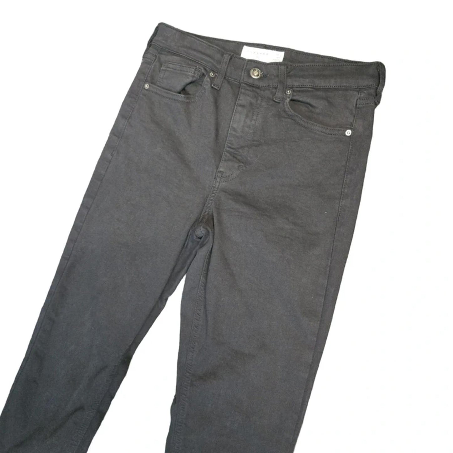 Topshop Moto Jamie Black Skinny High-Waisted Jeans – W28 L32 UK Size 10