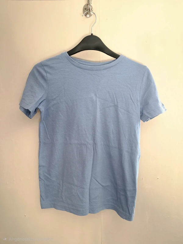 Tu Clothing Girls Soft Cornflower Blue Plain Short Sleeve Crew Neck T-Shirt Age 7 Years