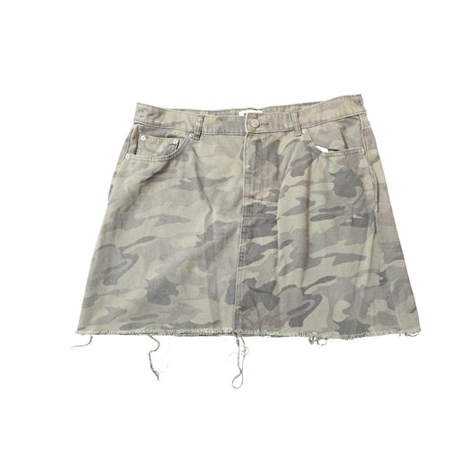 F&F Khaki Camo Denim Mini Skirt – Size 16 – 100% Cotton