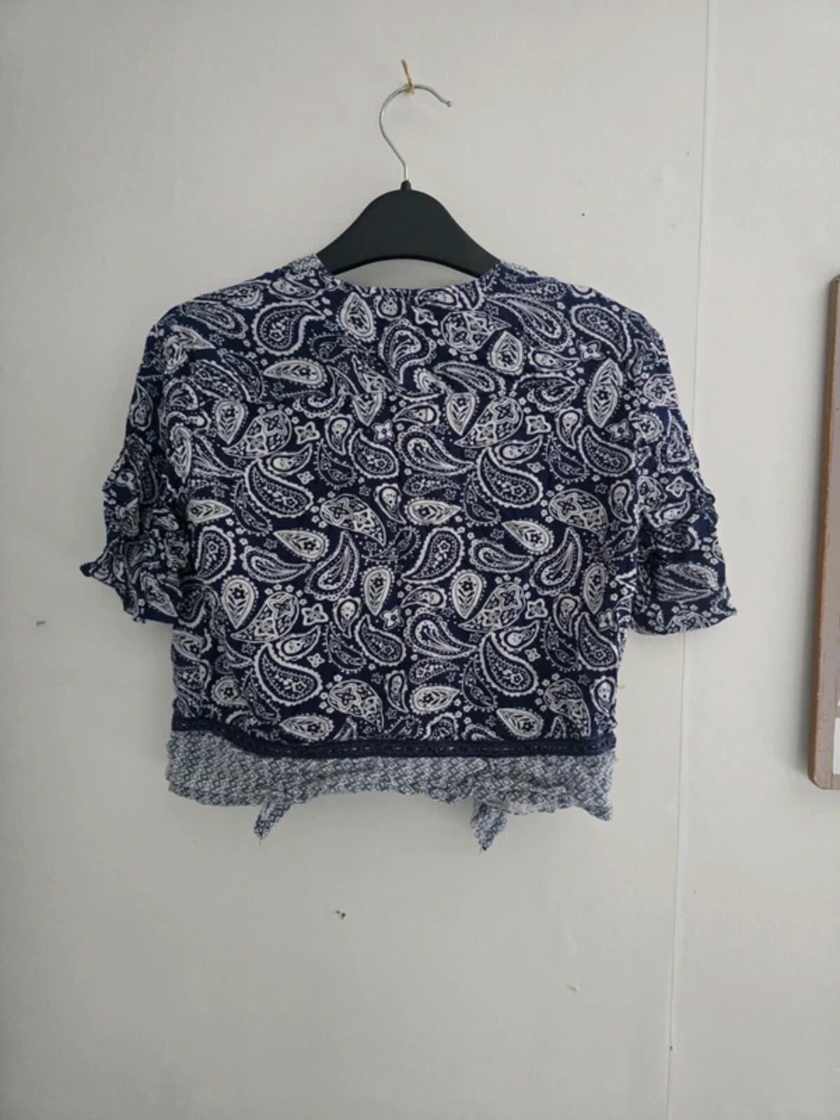 Nutmeg Girls Blue Paisley Viscose Summer Kimono 5-6 Years