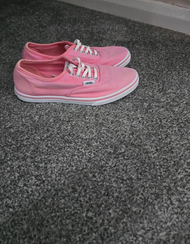 Vans Girls Pink Lace Up Canvas Skate Trainers Shoes Size UK 3