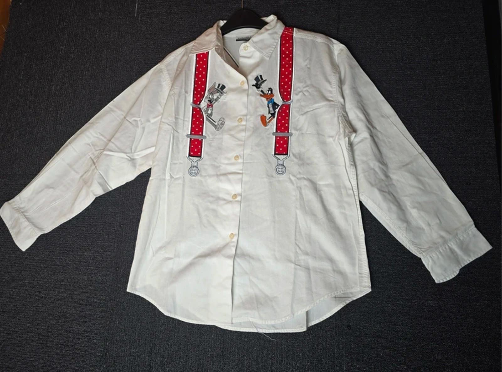 Vtg 90s Warner Bros Studio Store Looney Tunes Embroidered Shirt Small BugsBunny