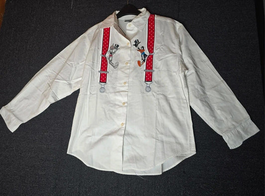 Vtg 90s Warner Bros Studio Store Looney Tunes Embroidered Shirt Small BugsBunny