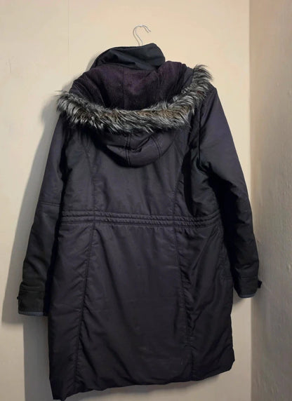 Next Black Faux Fur Hooded Padded Winter Coat – Size 16