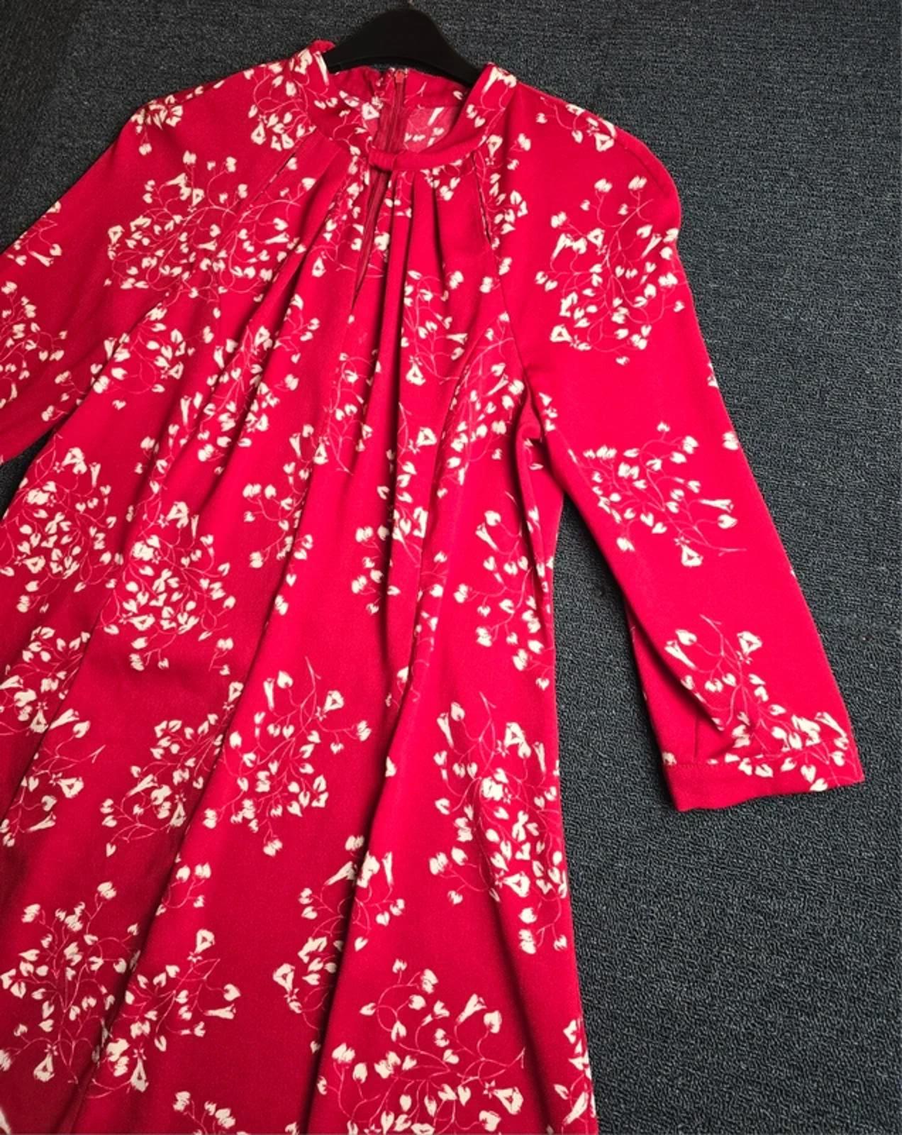 Phase Eight Dress Red & White Size 16 Floral Smart Causal
