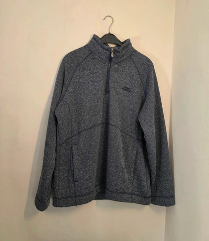 Weird Fish Navy Grey Marl 1/4 Zip Fleece Jumper Kangaroo Pocket Size XL