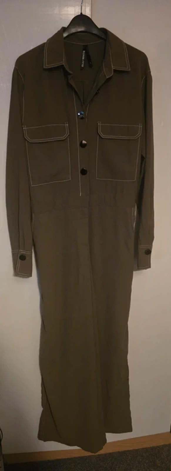 Elli White Jumpsuit Khaki Green Size 12 Utility Flared Weekend Causal