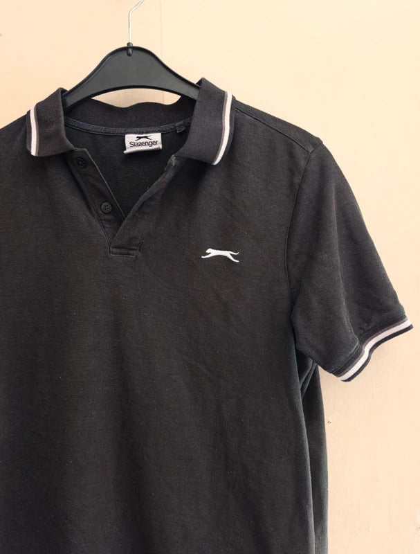Slazenger Men's Black Short Sleeved Polo Shirt Size L