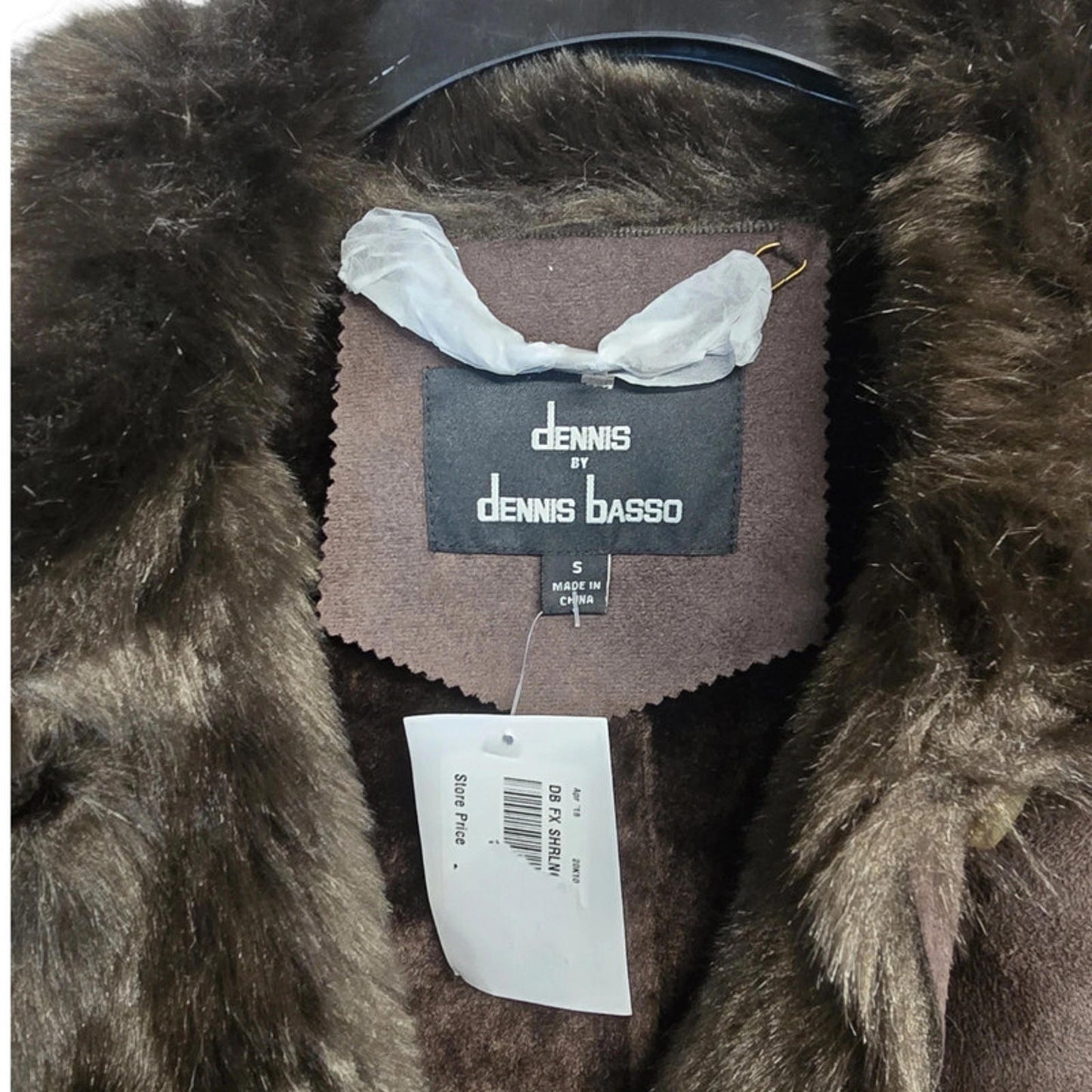 Dennis by Dennis Basso Long Faux Fur Coat Brown Size S Winter