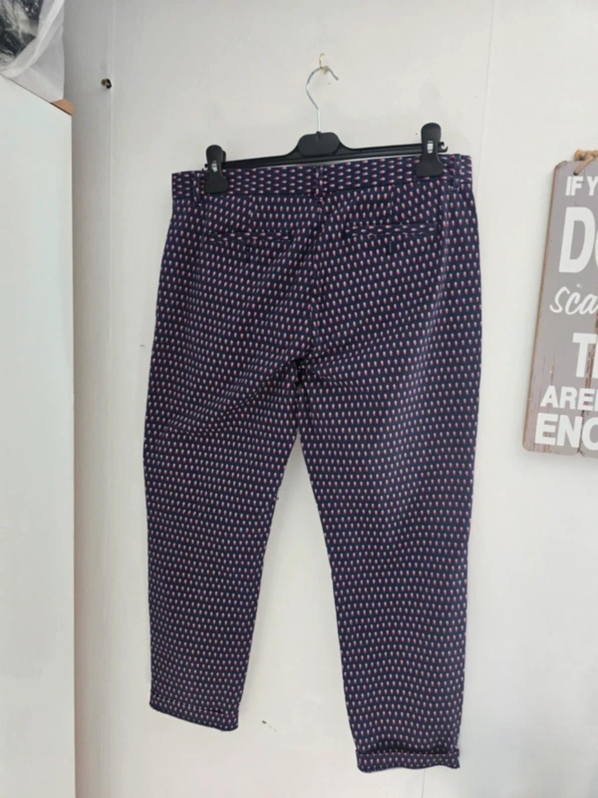 GAP Women's Navy Blue & Pink Polka Dot Cropped Khaki Trousers Size 10 Reg