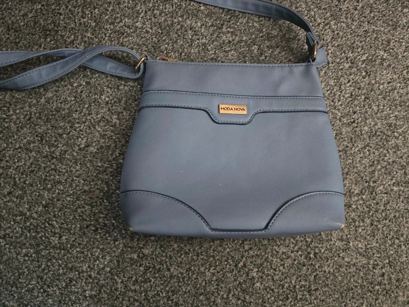 Moda Nova Light Blue Zip Crossbody Shoulder Bag Handbag Adjustable Strap