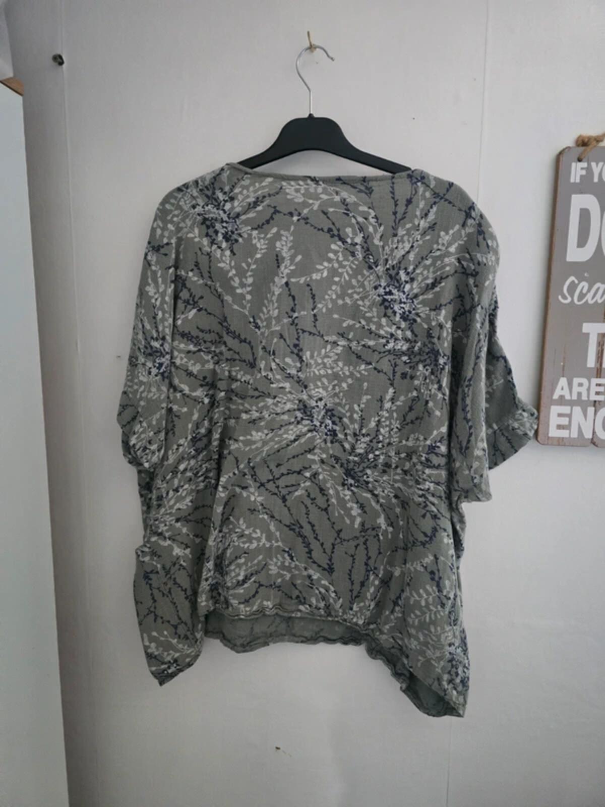 New Collection Grey Navy & White Oversized Relaxed Cotton Top One Size