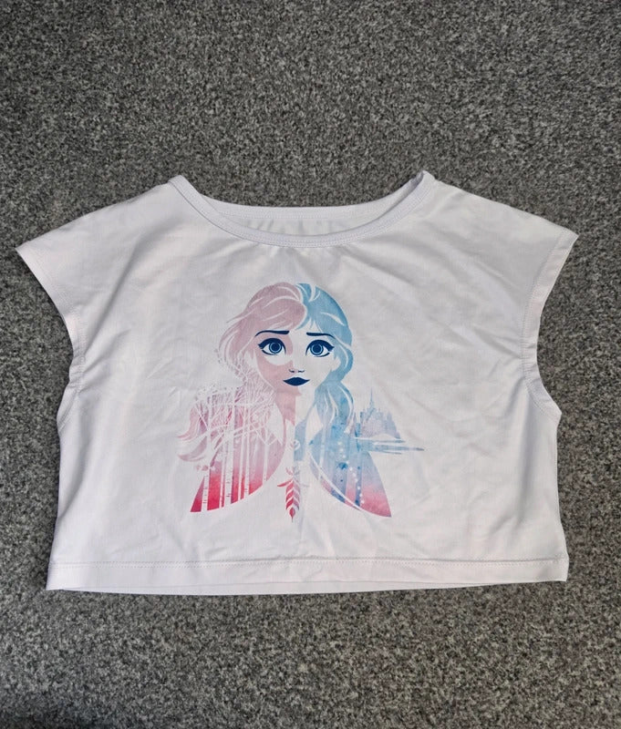 Matalan Disney Frozen Elsa White Short Sleeve Crop Style T-Shirt Age 4-5 Years