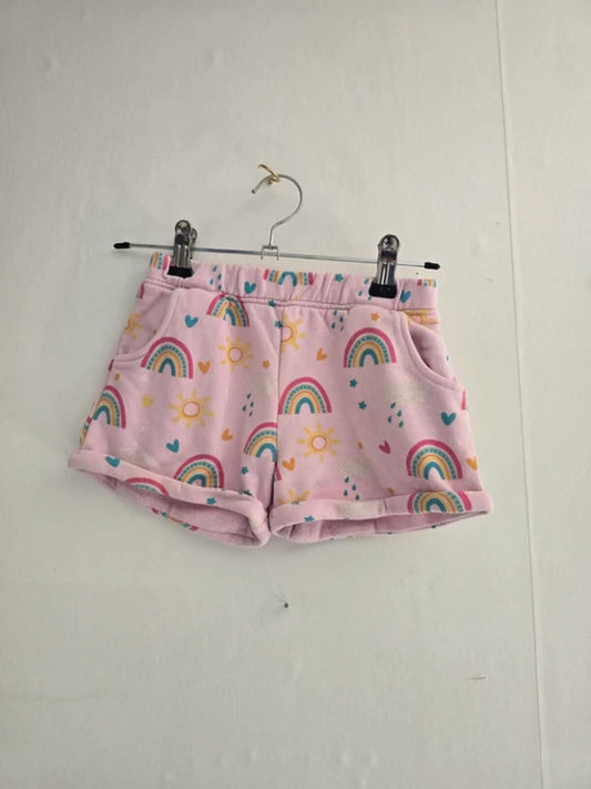 Matalan Girls Pink Rainbow & Sun Cotton Blend Shorts 2-3 Years