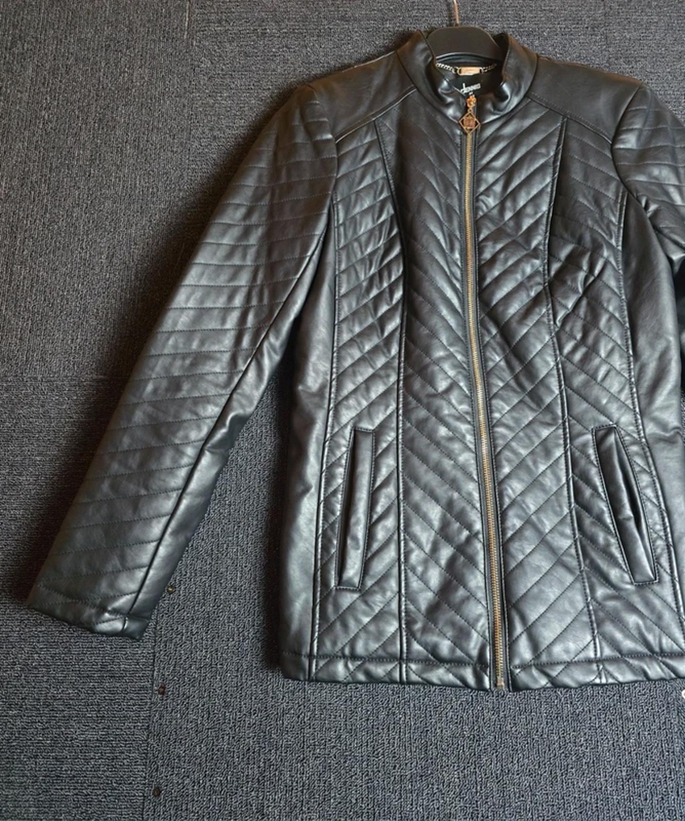 Dennis Brasso Faux Leather Quilted Jacket Black Size XS Size 8–10