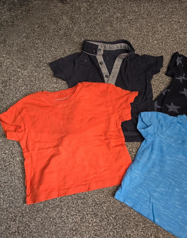 Bundle Of 4 Baby Boys Short Sleeve T-Shirts Age 6-9 Months (Next, Primark, Matalan, F&F)