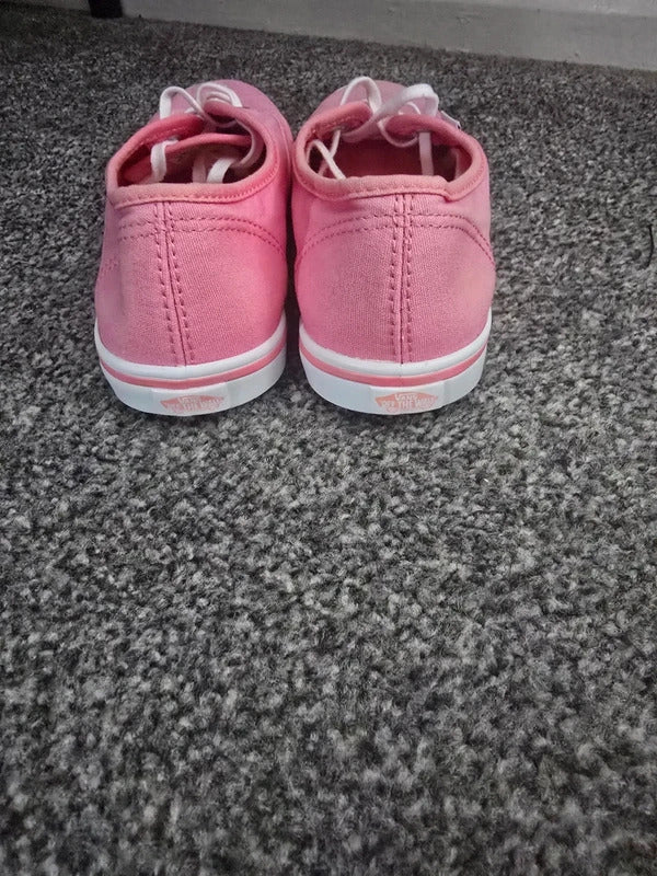 Vans Girls Pink Lace Up Canvas Skate Trainers Shoes Size UK 3