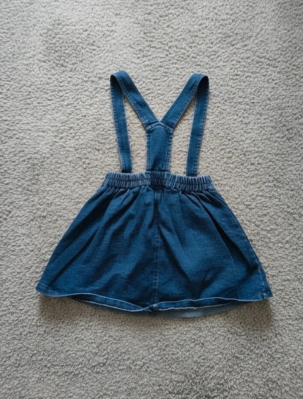 Next Girls Denim Pinafore Dungaree Dress Age 2-3 Years