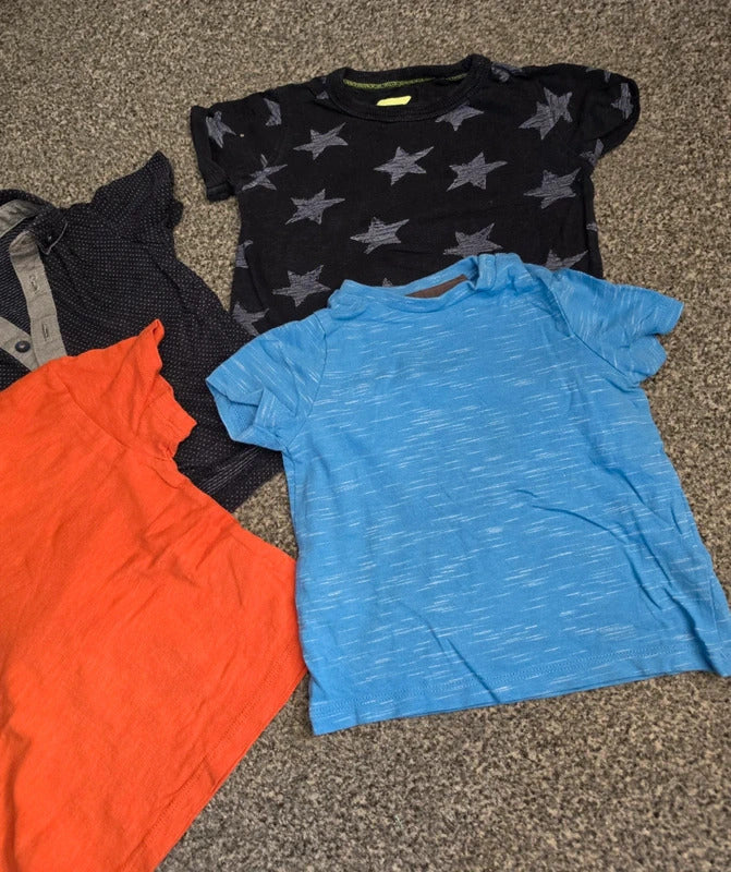 Bundle Of 4 Baby Boys Short Sleeve T-Shirts Age 6-9 Months (Next, Primark, Matalan, F&F)